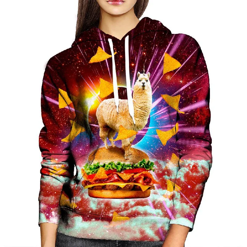 Llama Burger Womens Hoodie Hoodie Dress Longline Feminine