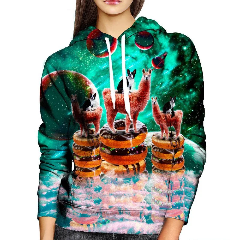 Llama Frenchie Donuts Womens Hoodie Hoodie with Oversized Fit Loose Comfortable