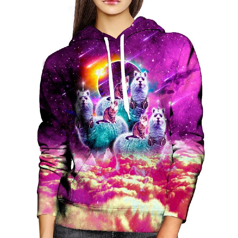 Llamacorn Cat Womens Hoodie Hoodie with Set-In Sleeves Structured Classic