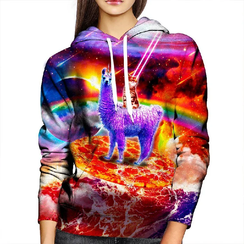 Llamas Evil Kitty Womens Hoodie Hoodie with Mock Neck Collared Structured