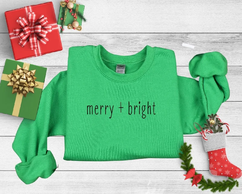 Merry + Bright Ladies Minimalist Sweatshirt Hoodie with Hem Drawcord Adjustable Customizable