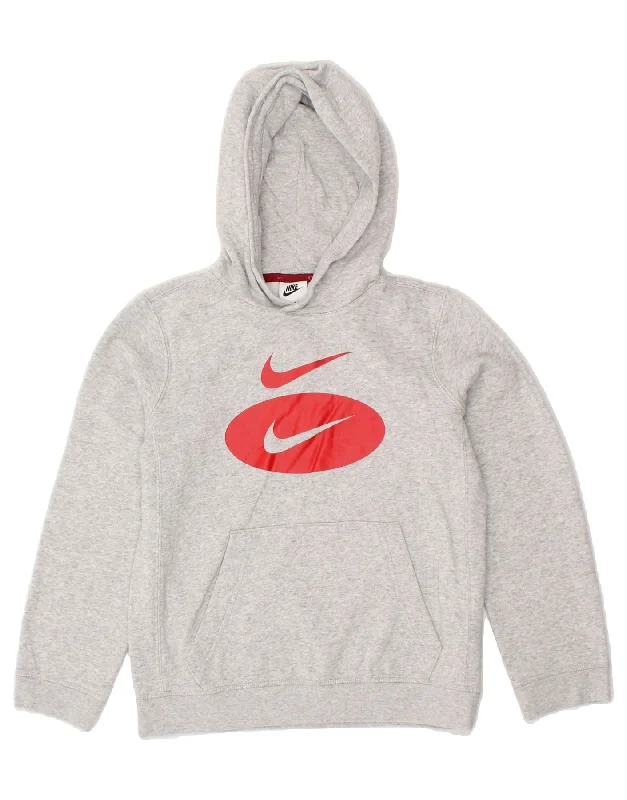 NIKE Boys Graphic Hoodie Jumper 10-11 Years Medium Grey Cotton Hoodie with Hem Fringe Bohemian Relaxed NIKE Boys Graphic Hoodie Jumper 10-11 Years Medium Grey Cotton Hoodie with Hem Fringe Bohemian Relaxed