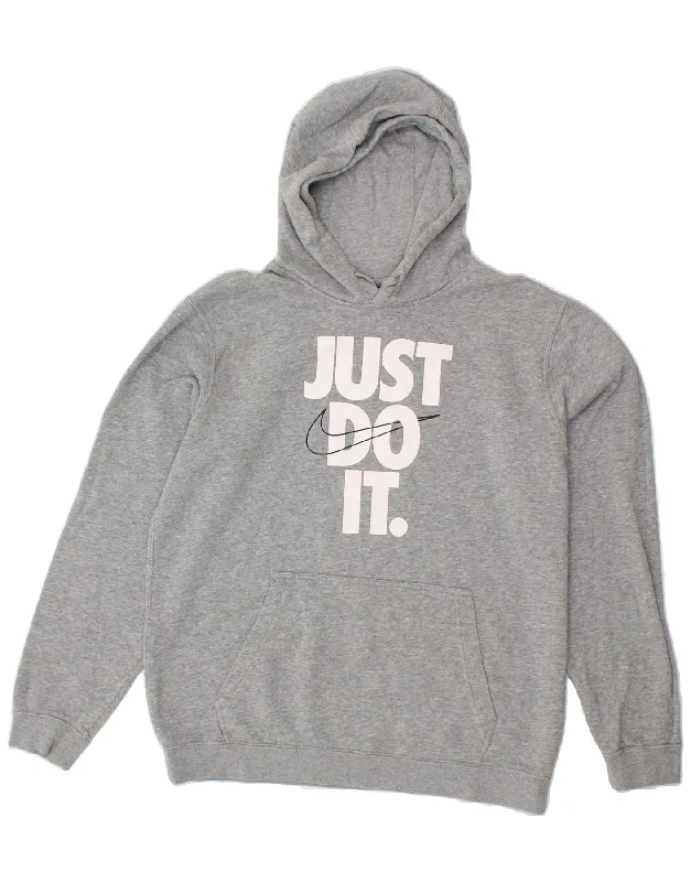 NIKE Mens Graphic Hoodie Jumper Large Grey Cotton Hoodie with Button Placket Classic Preppy NIKE Mens Graphic Hoodie Jumper Large Grey Cotton Hoodie with Button Placket Classic Preppy