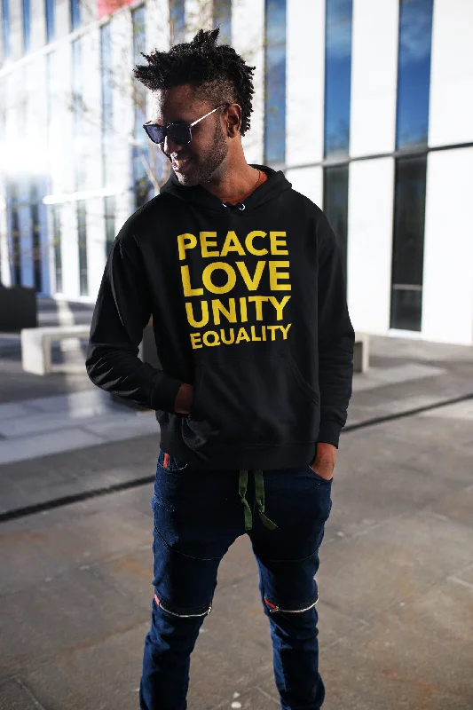 "PEACE LOVE UNITY EQUALITY" Maize And Blue Preimum Organic Cotton Unisex Hoodie Hoodie with Pocket Utility Practical "PEACE LOVE UNITY EQUALITY" Maize And Blue Preimum Organic Cotton Unisex Hoodie Hoodie with Pocket Utility Practical