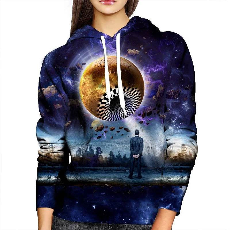 Planetary Hole Womens Hoodie Hoodie with Snap Buttons Easy Quick