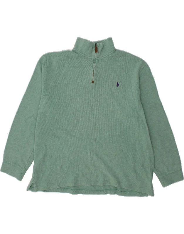 POLO RALPH LAUREN Mens Zip Neck Sweatshirt Jumper 2XL Green Cotton Hoodie with Tied Waist Feminine Flattering POLO RALPH LAUREN Mens Zip Neck Sweatshirt Jumper 2XL Green Cotton Hoodie with Tied Waist Feminine Flattering