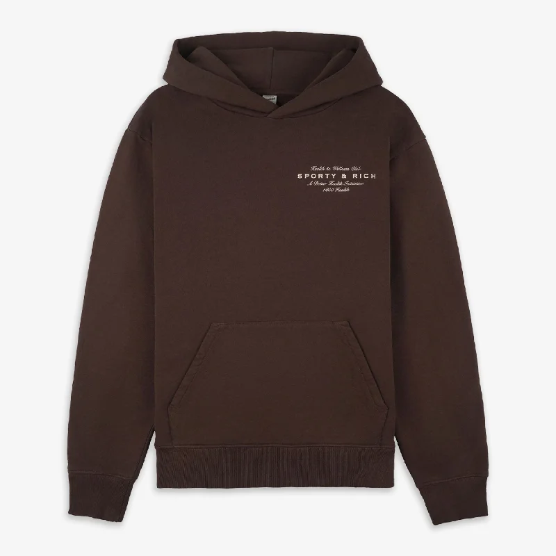 SPORTY & RICH | HEALTH INITIATIVE HOODIE { CHOCOLATE/CREAM Hoodie with Batwing Sleeves Loose Dramatic SPORTY & RICH | HEALTH INITIATIVE HOODIE { CHOCOLATE/CREAM Hoodie with Batwing Sleeves Loose Dramatic