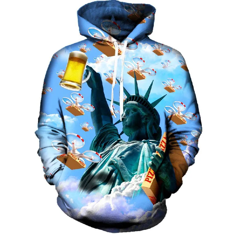 Statue Of Merica Womens Hoodie Hoodie with Double Zipper Versatile Adjustable