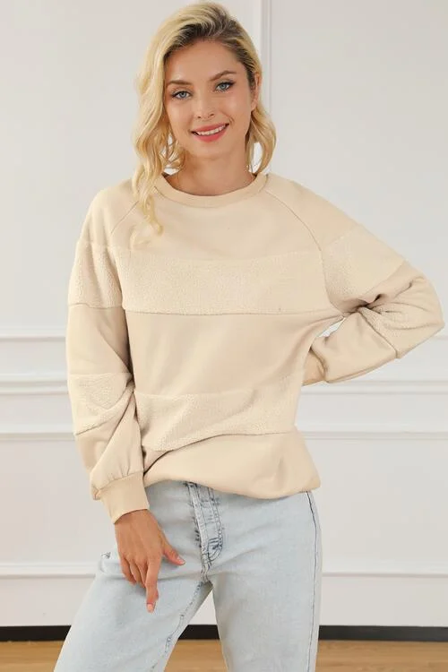 Striped Round Neck Long Sleeve Ladies Sweatshirt Hoodie with Color Block Contrast Stylish Striped Round Neck Long Sleeve Ladies Sweatshirt Hoodie with Color Block Contrast Stylish