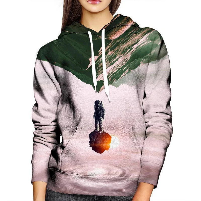 Surreal Astronaut Womens Hoodie Hoodie with Puffed Sleeves Voluminous Trendy