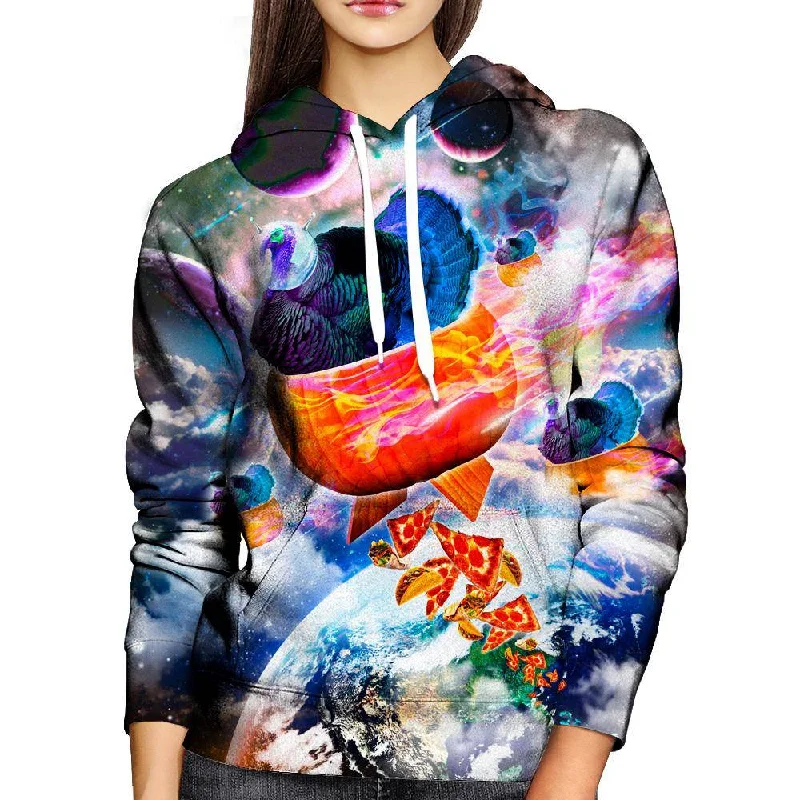 Thanksgiving Turkey Womens Hoodie Hoodie with Metallic Shiny Futuristic