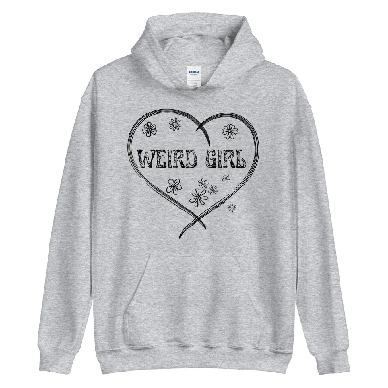 Weird girl print cozy unisex hoodies Hoodie with Cropped Fit Short Trendy