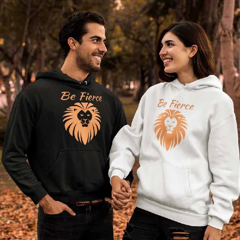 Black & white lion print unisex hoodies Hoodie with Logo Branding Identity