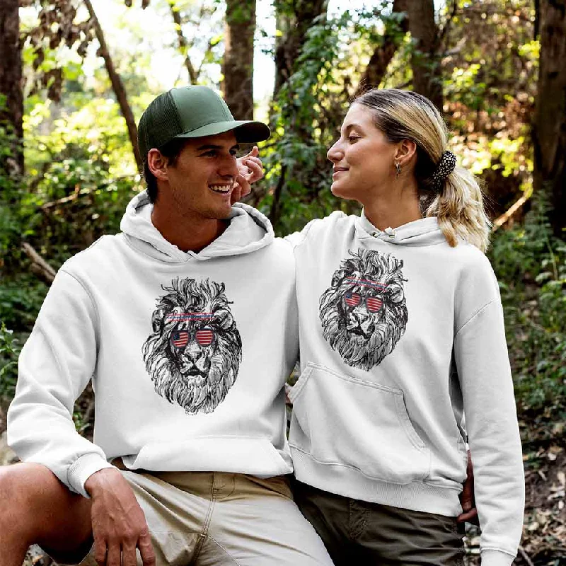 Lion graphic print unisex hoodies Hoodie with Hem Ribbing Snug Secure