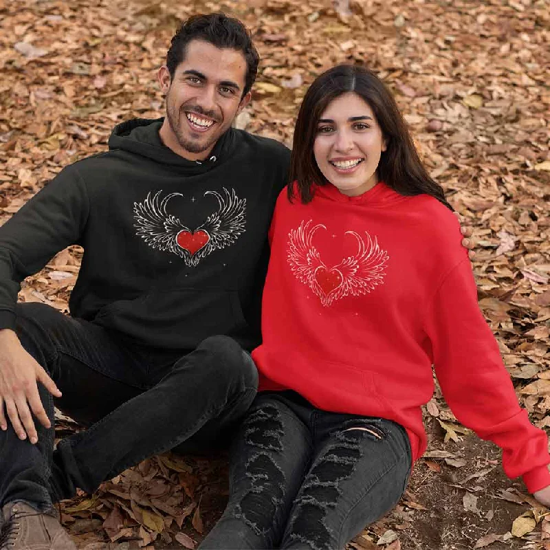 Heart wings graphic hoodie for male & female Hoodie with Bell Sleeves Flared Feminine Heart wings graphic hoodie for male & female Hoodie with Bell Sleeves Flared Feminine