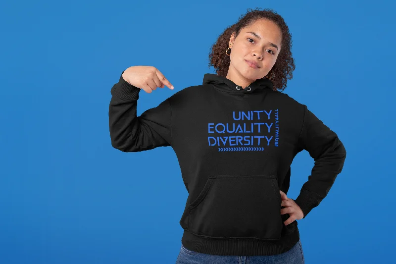 "UNITY EQUALITY DIVERSITY" Premium Organic Cotton Unisex Hoodie Hoodie with Batwing Sleeves Loose Dramatic "UNITY EQUALITY DIVERSITY" Premium Organic Cotton Unisex Hoodie Hoodie with Batwing Sleeves Loose Dramatic