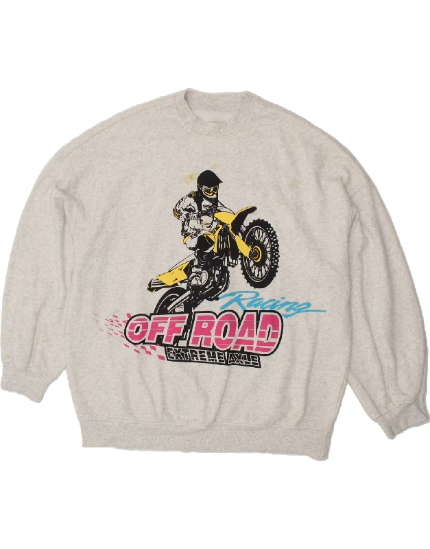 VINTAGE Mens Graphic Sweatshirt Jumper Medium Grey Cotton Hooded Sweatshirt Casual Wear Street Style VINTAGE Mens Graphic Sweatshirt Jumper Medium Grey Cotton Hooded Sweatshirt Casual Wear Street Style