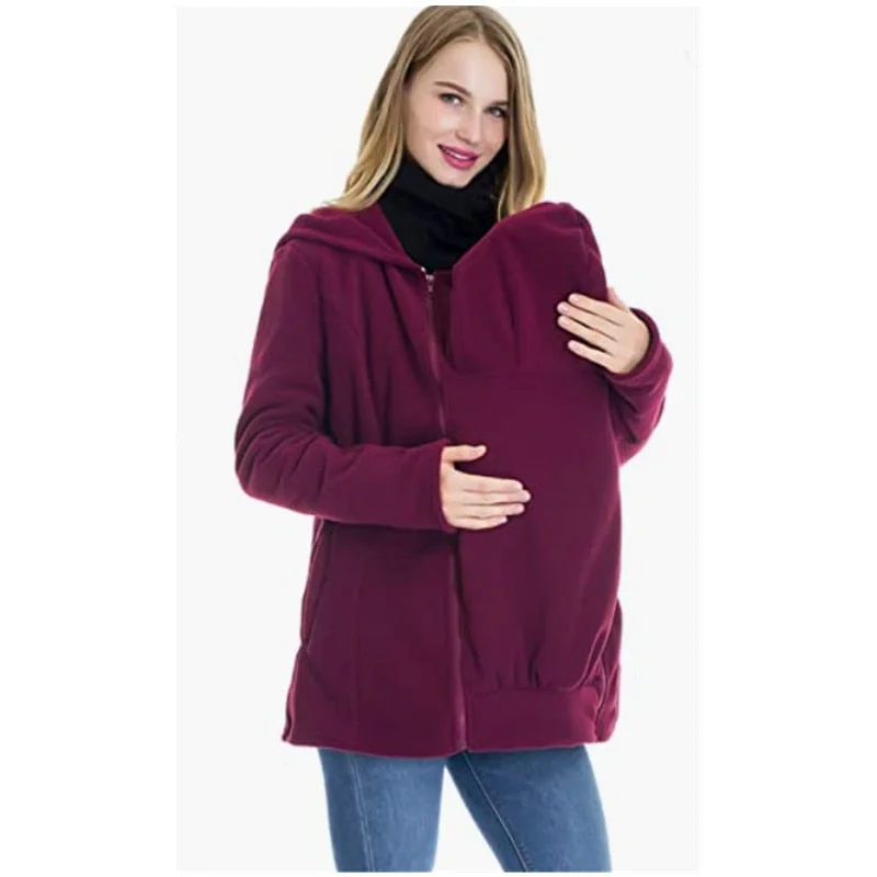 Warm Maternity Jacket/ Baby Carrier Kangaroo Pouch Hoodie Hoodie with Patch Decorative Personalized Warm Maternity Jacket/ Baby Carrier Kangaroo Pouch Hoodie Hoodie with Patch Decorative Personalized