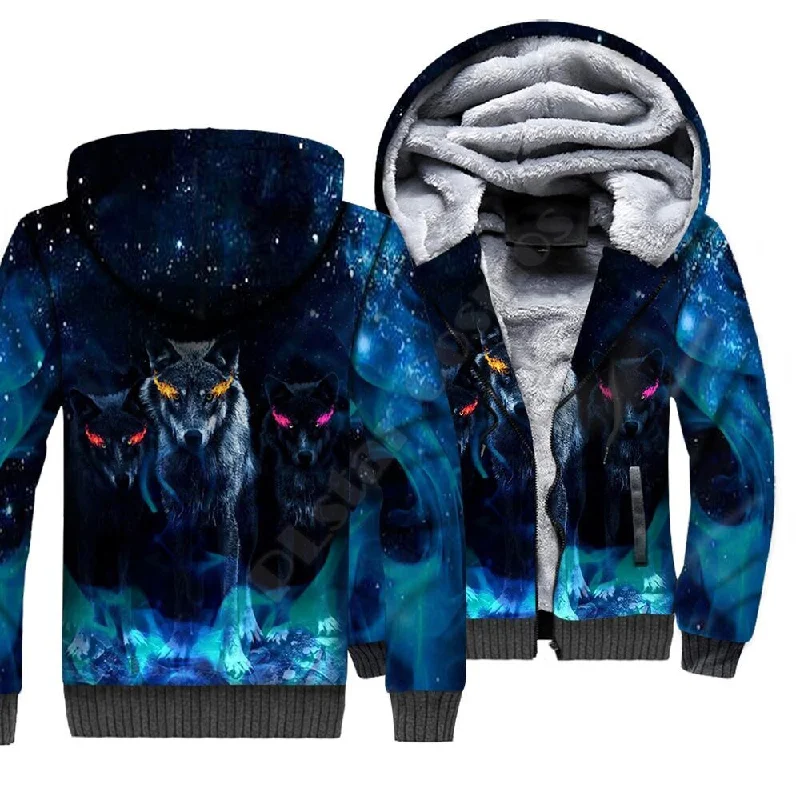 Wolf Animal 3D Printed Fleece Zipper Hoodies for Men and Women Hoodie with Ribbed Neckline Snug Warm Wolf Animal 3D Printed Fleece Zipper Hoodies for Men and Women Hoodie with Ribbed Neckline Snug Warm