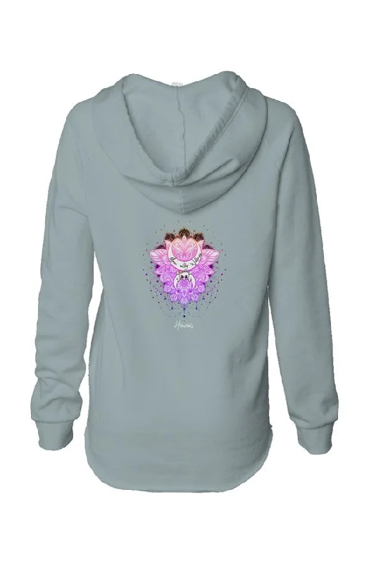 Womens Lightweight  Wash Hooded Sweatshirt Hoodie with Reflective Safety Nightwear