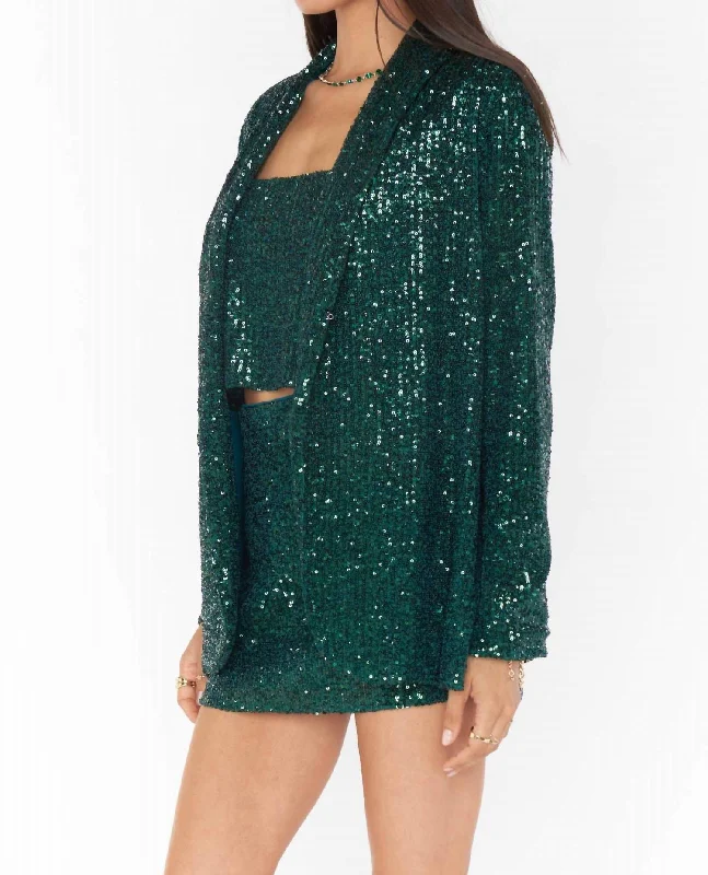 Dance Blazer In Emerald Sequin