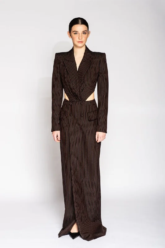 Cut out waistline stripe detailed column dress Tunics Occasion special
