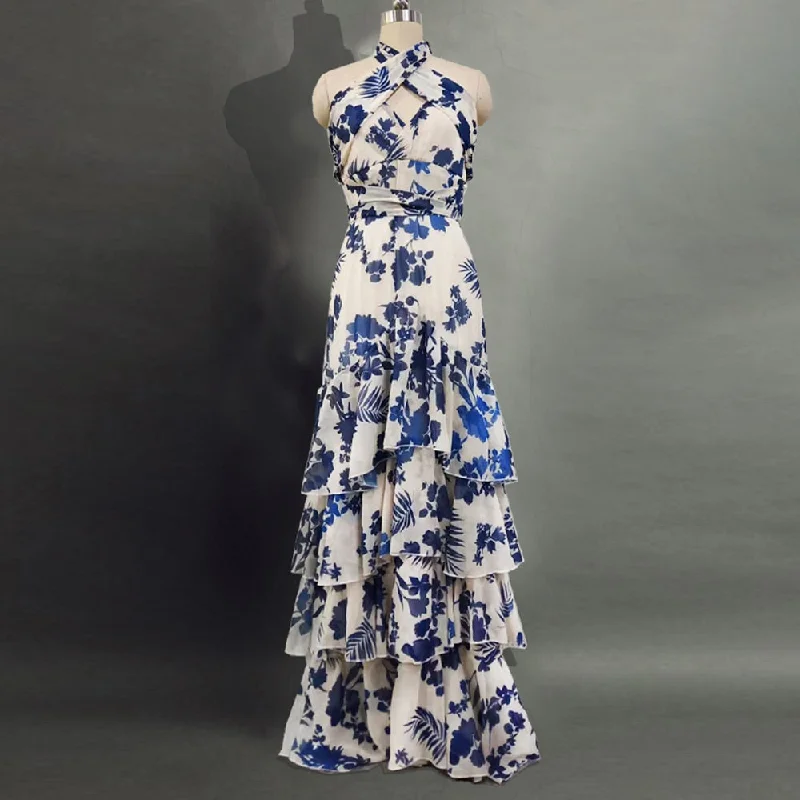 Tierred Long Dresses Halter Tunics Custom made