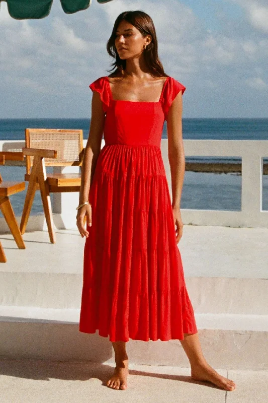 Casual High Waist Ruffled Summer Long Dresses Tunics Plaid country