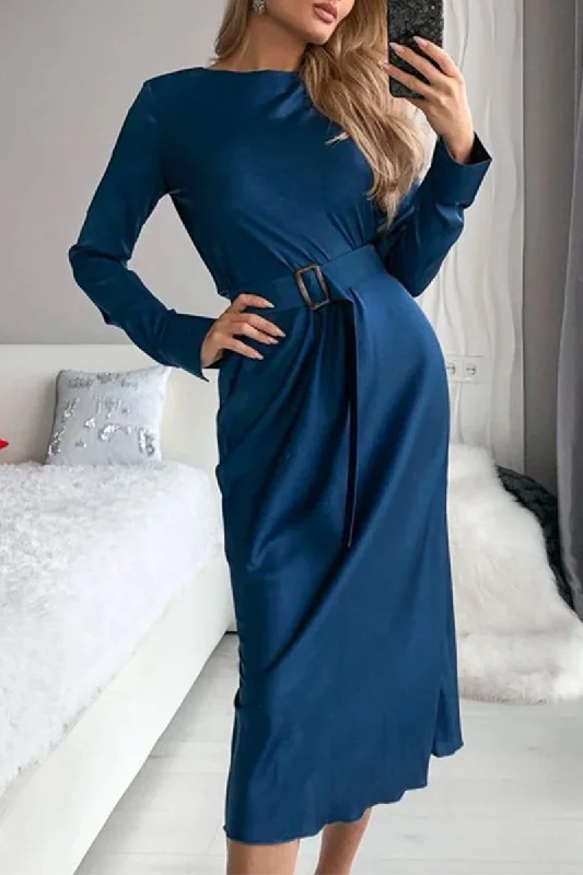 Casual Solid Patchwork O Neck Waist Skirt Dresses(3 colors) Turtleneck Neckline Stylish Casual Solid Patchwork O Neck Waist Skirt Dresses(3 colors) Turtleneck Neckline Stylish