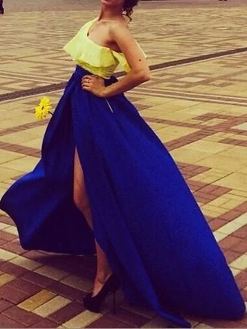 Chiffon Two-color Stitching Sexy Long Dress Boatneck Modish Everyday
