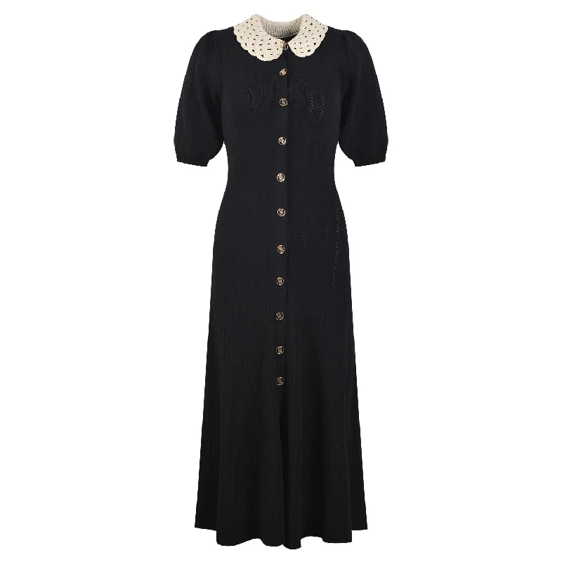 Doll collar long dress Tunics Print Colorful
