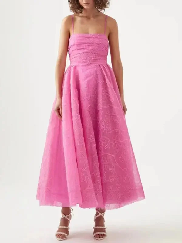 Blue Zone Planet | Grace's Jacquard Spaghetti Strap Bandeau Waist Maxi Prom Dress Cowl Neckline Elegant Blue Zone Planet | Grace's Jacquard Spaghetti Strap Bandeau Waist Maxi Prom Dress Cowl Neckline Elegant