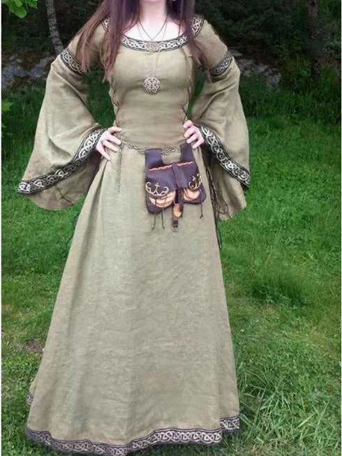 Halloween Round Neck Flared Sleeve waist Medieval Large Size Long Dress Tunics Bestseller popular Halloween Round Neck Flared Sleeve waist Medieval Large Size Long Dress Tunics Bestseller popular