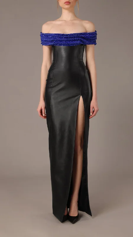 High slit leather long dress Tunics Timeless classic