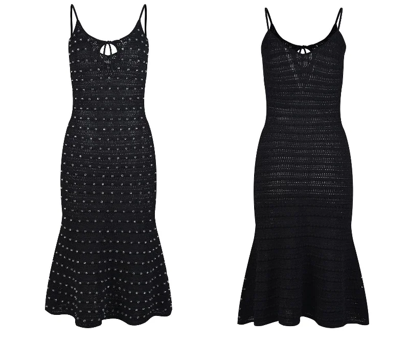 Knit Women's Dresses Peacock Blue Rhinestone Beaded Chic Sexy Resort Style Halter Long Dress 2023 Fall New Tunics Versatile stylish Knit Women's Dresses Peacock Blue Rhinestone Beaded Chic Sexy Resort Style Halter Long Dress 2023 Fall New Tunics Versatile stylish