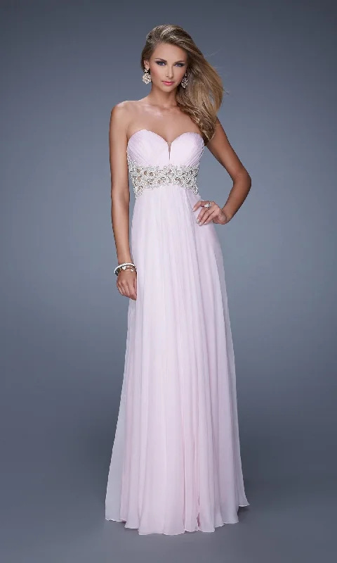 La Femme Empire-Waist Chiffon Prom Dress 20727 Floral Print girly