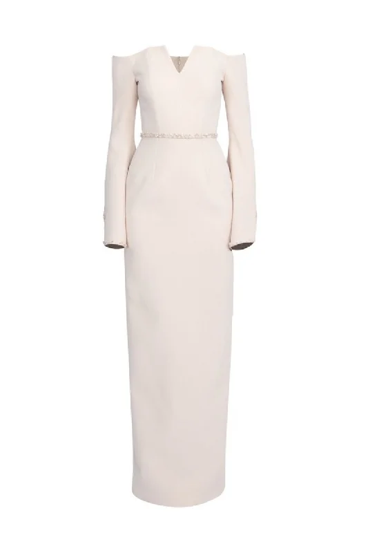 NUDE OFF-SHOULDER SPANISH SLEEVE LONG DRESS Tunics Luxurious high-end