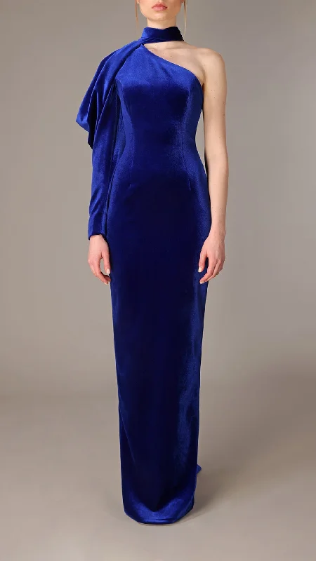 One sleeve velvet long dress Tunics Recommended stylist