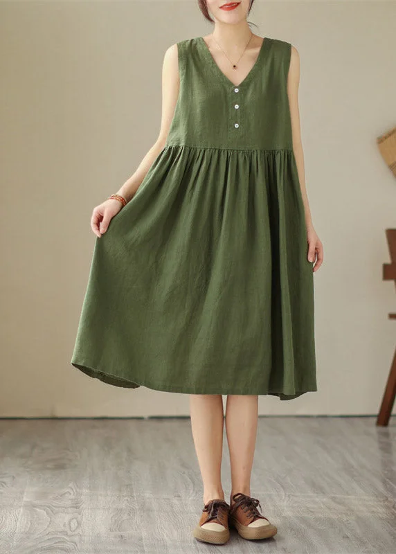 Organic Green V Neck Patchwork Wrinkled Solid Cotton Long Dress Summer Tunics Luxurious premium Organic Green V Neck Patchwork Wrinkled Solid Cotton Long Dress Summer Tunics Luxurious premium
