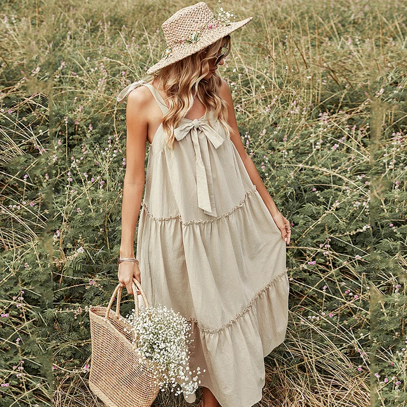 Popular Spring  New Suspender Long Dress Tunics Practical durable