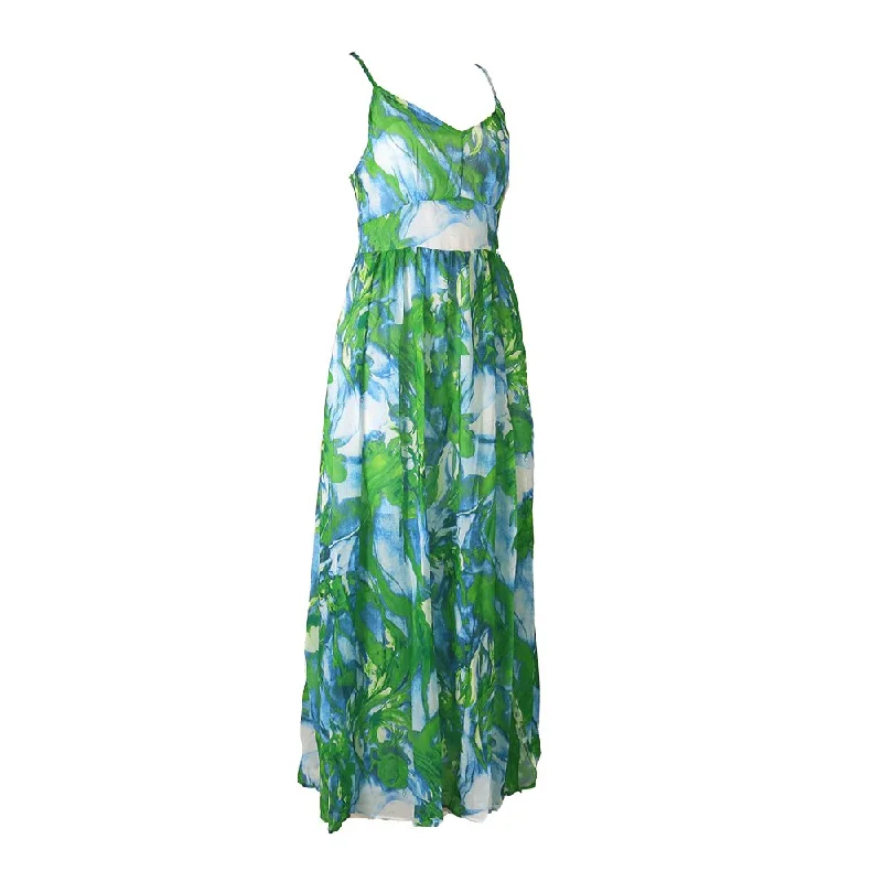 Summer Green/Pink/Yellow Printed Chiffon Long Dress Women Sexy V-Neck Open Back High Waist Bandage Beach Maxi Vestidos Female Tunics Floral girly Summer Green/Pink/Yellow Printed Chiffon Long Dress Women Sexy V-Neck Open Back High Waist Bandage Beach Maxi Vestidos Female Tunics Floral girly