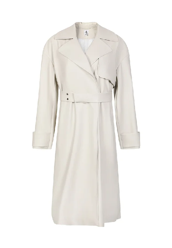 Vegan Leather Trench Coat Comfortable Double-Breasted Trench