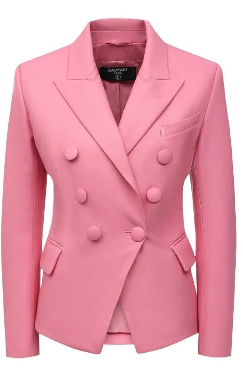Double-Breasted Leather Blazer Women's Boutique Suit