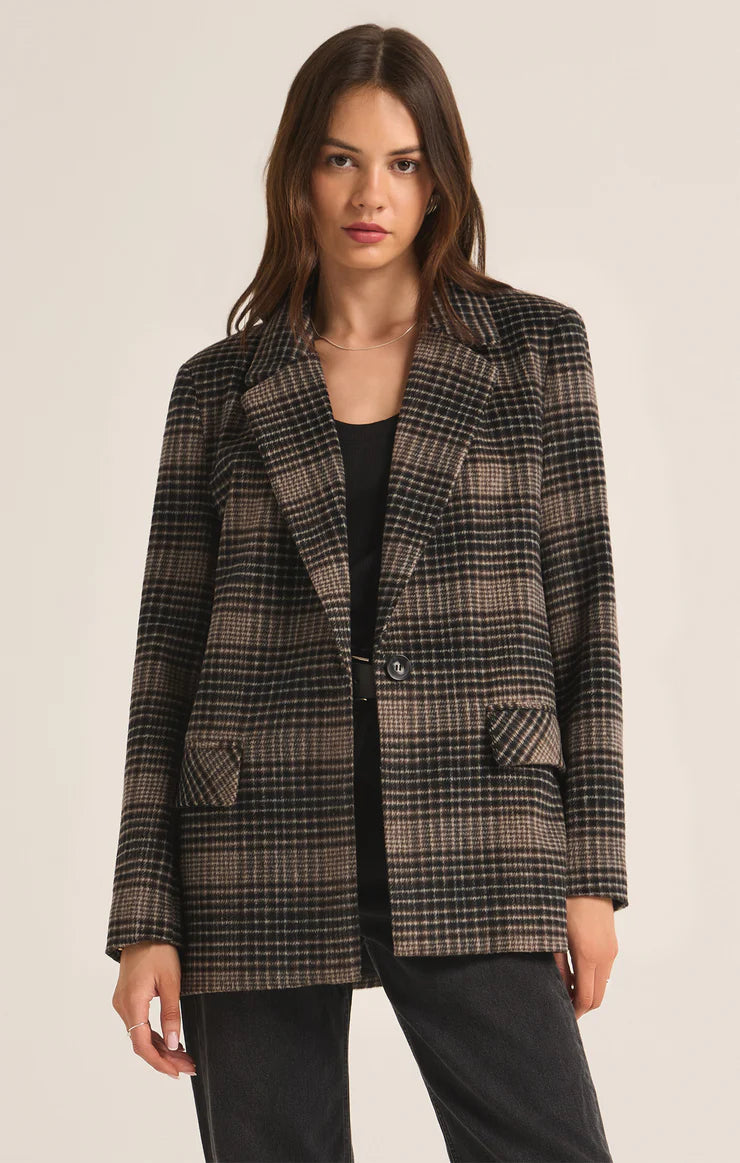 Z Supply Kingston Relaxed Plaid Blazer Women's Vacation Suit