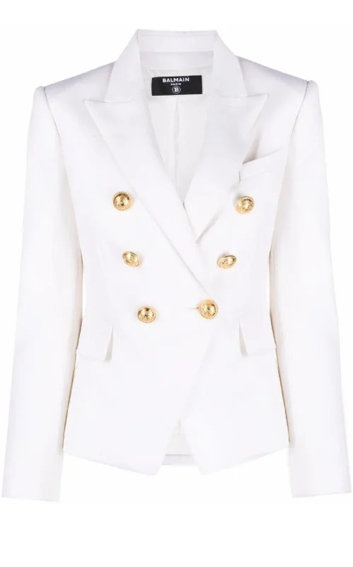 Balmain Double Breasted White Blazer Women's High-End Blazer