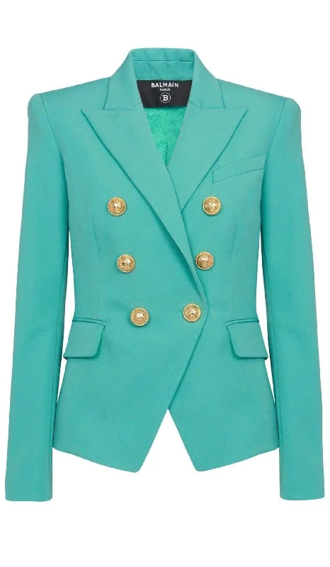 Peak Lapels Wool Double Breasted Blazer Women's Wedding Blazer