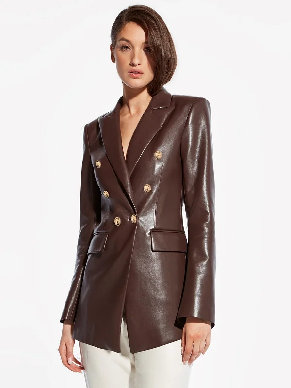 BECK RECYCLED LEATHER BLAZER Women's Navy Jacket