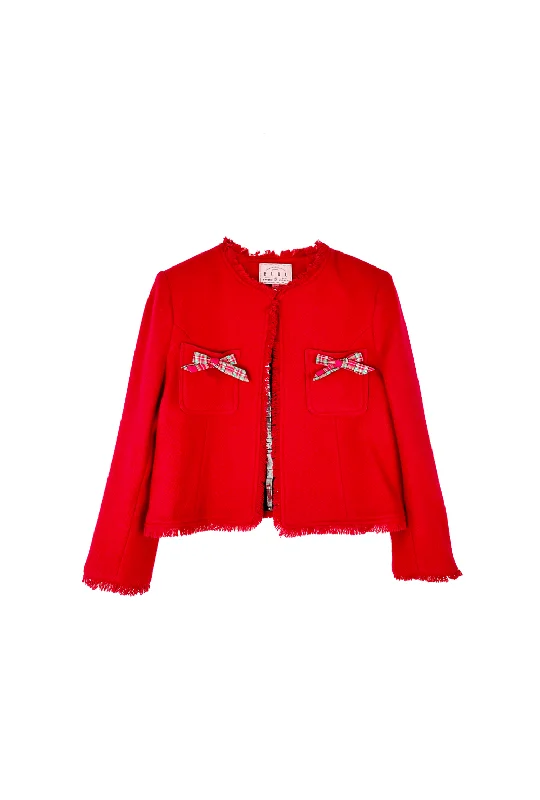 Bow Blazer - Red Tweed Women's Pencil Blazer