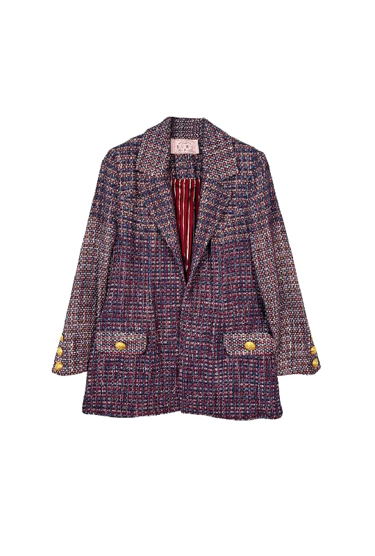 Boyfriend Blazer - Cranberry Tweed Women's Professional Jacket