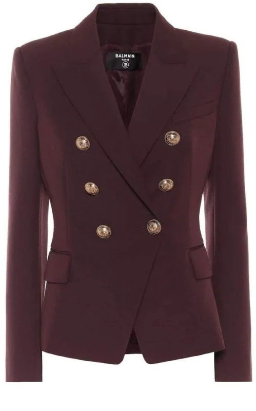 Wool Double-Breasted Blazer Women's Classic Blazer